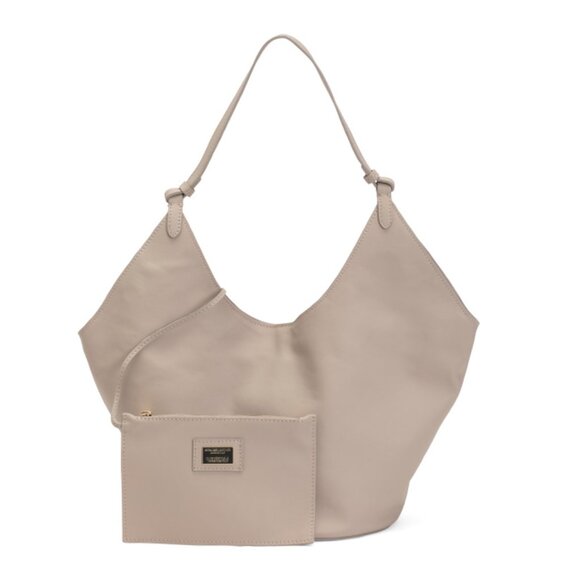 VIOLA CASTELLANI Granite Made In Italy Leather Oval Bottom Hobo Handbag